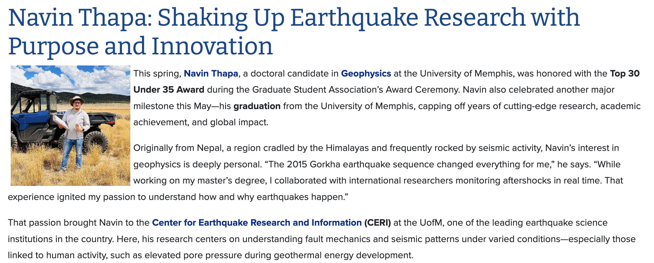 Highlight story of my research published in University of Memphis