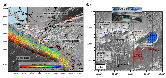 Research workflow and seismic analysis results for Santa Ana Volcano